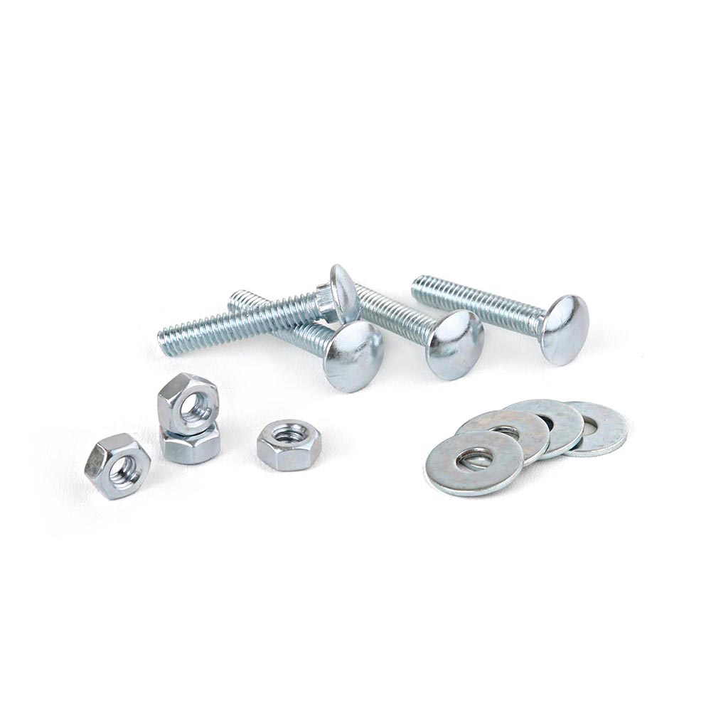 Perno coche + Tuercas + Arandelas 1/4x1 1/2"" x 4 unidades
