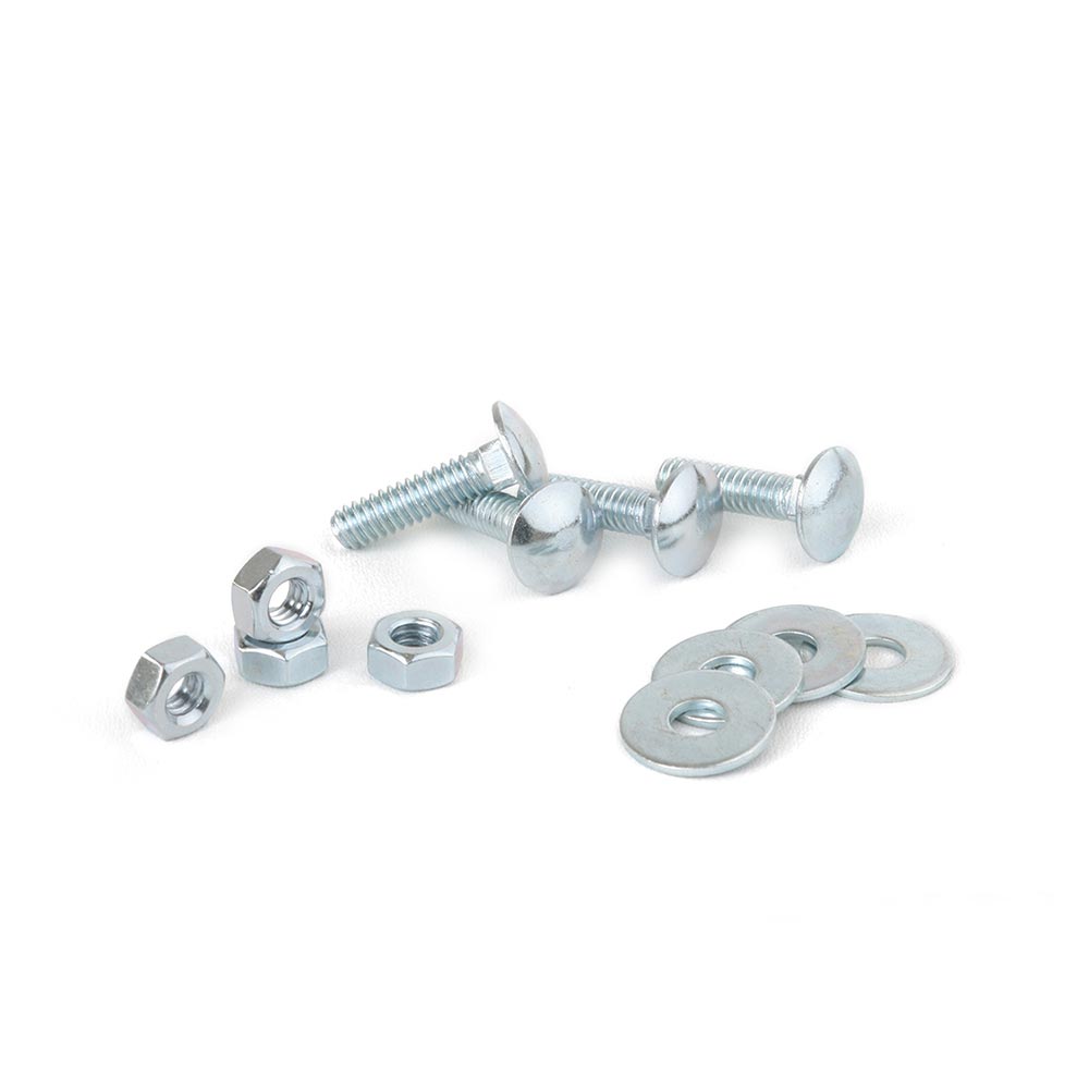 Perno coche + Tuercas + Arandelas 1/4x1"" x 4 unidades