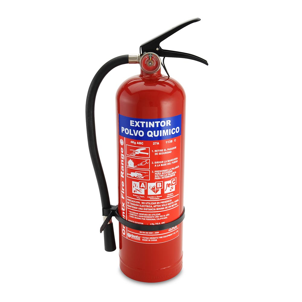 Extintor PQS ABC 4kg con colgador de pared al 40%