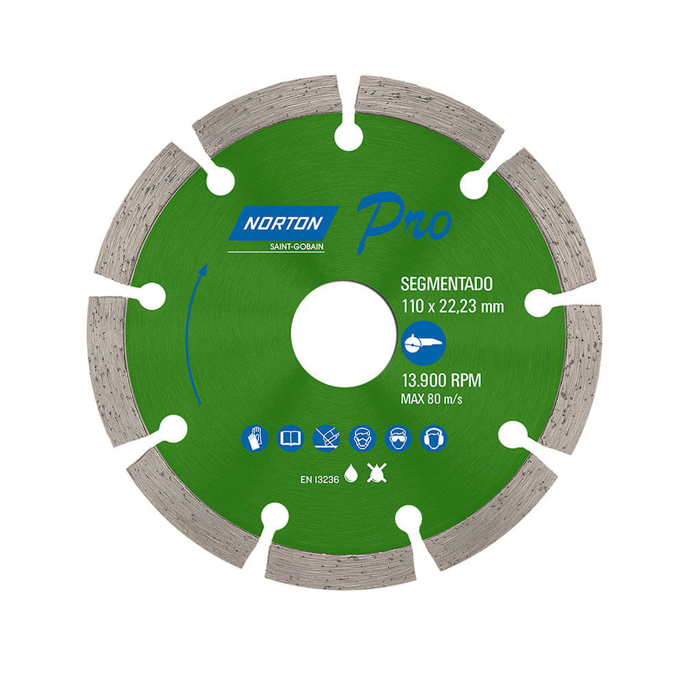 Disco de corte diamantado segmentado 4 1/2""x7/8""