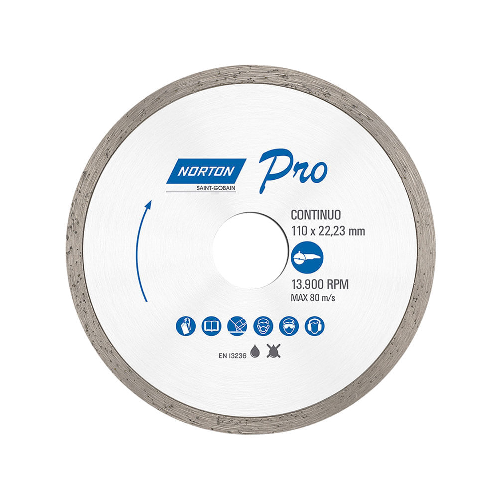Disco de corte diamantado continuo 4 1/2""x7/8""