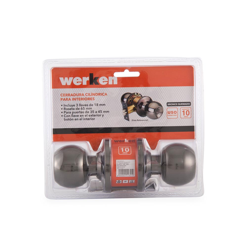 Cerradura para dormitorio Werken Bronce Quemado