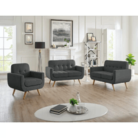 Juego de Sala Vania 3 2 1 Alto Hogar Gris Oscuro