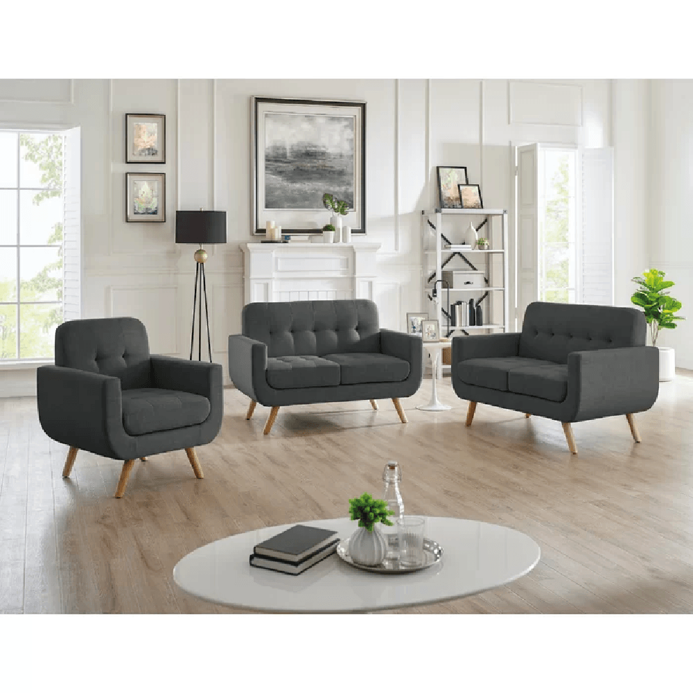 Juego de Sala Vania 3 2 1 Alto Hogar Gris Oscuro