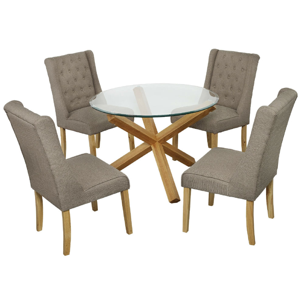 Juego de Comedor 4 Sillas Emerald Gris