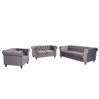 Juego de Sala 3 2 1 Chesterfield Alto Hogar Gris Oscuro