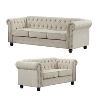 Juego de Sala Chesterfield 3 2 Beige