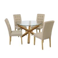 Juego de Comedor 4 Sillas Ziu Beige