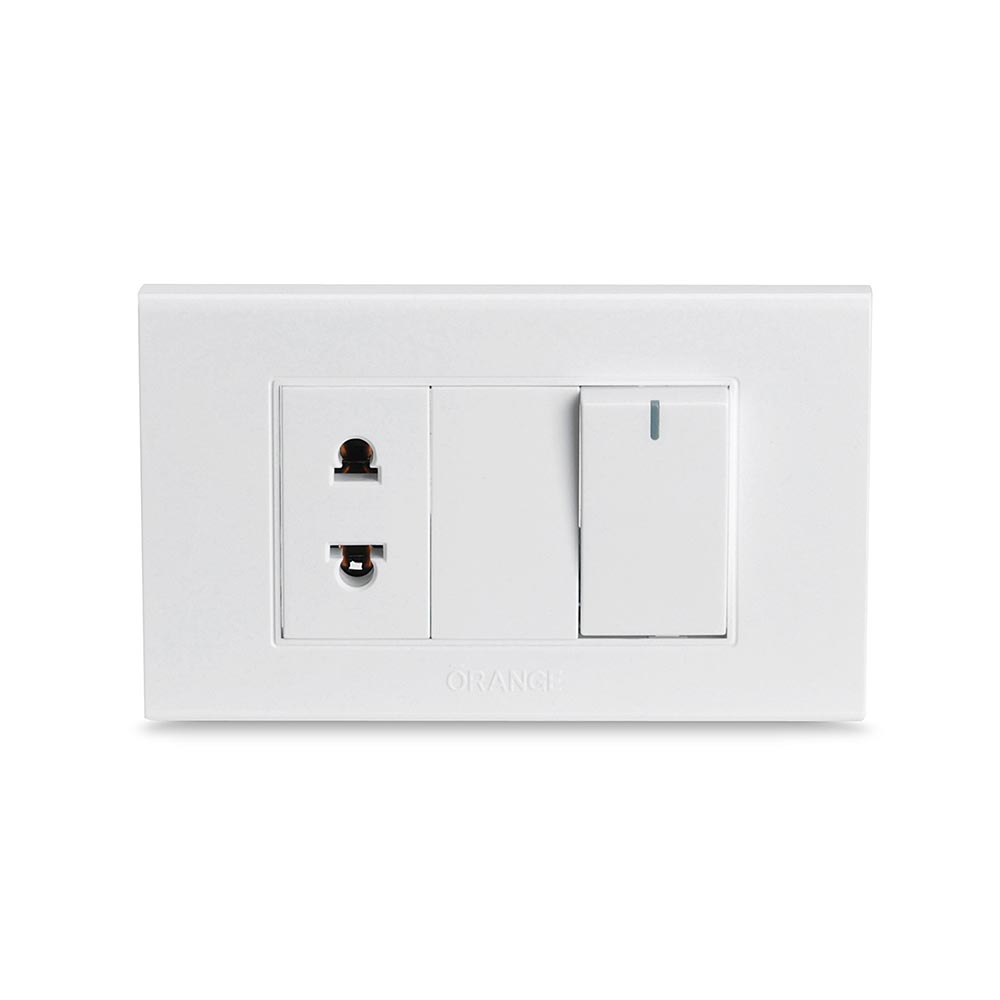 Interruptor + Tomacorriente Blanco Classic