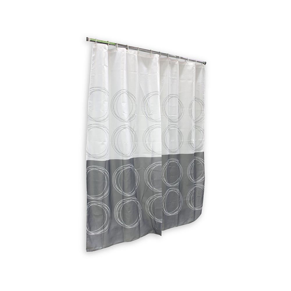 Cortina de Baño con Aros Naranja 180x180cm Poly Olio Gris