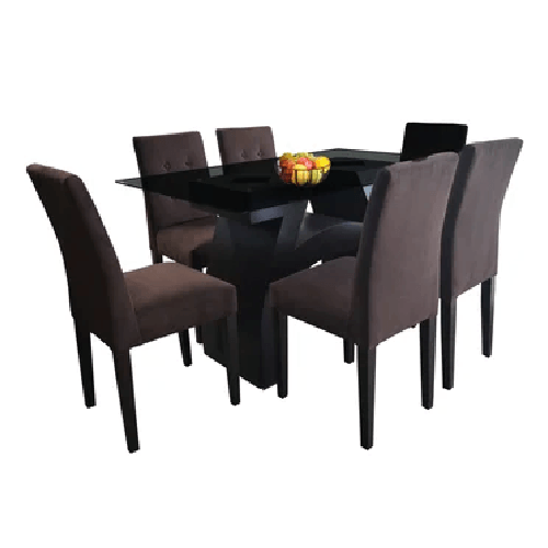 Juego de Comedor 6 Sillas Alto Hogar Marbelle Marrón
