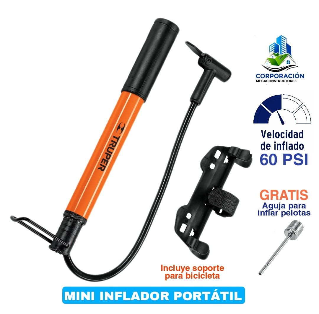 Mini Inflador para bicicleta - Truper 60 PSI
