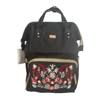 MOCHILA PAÑALERA NEGRA BORDADA