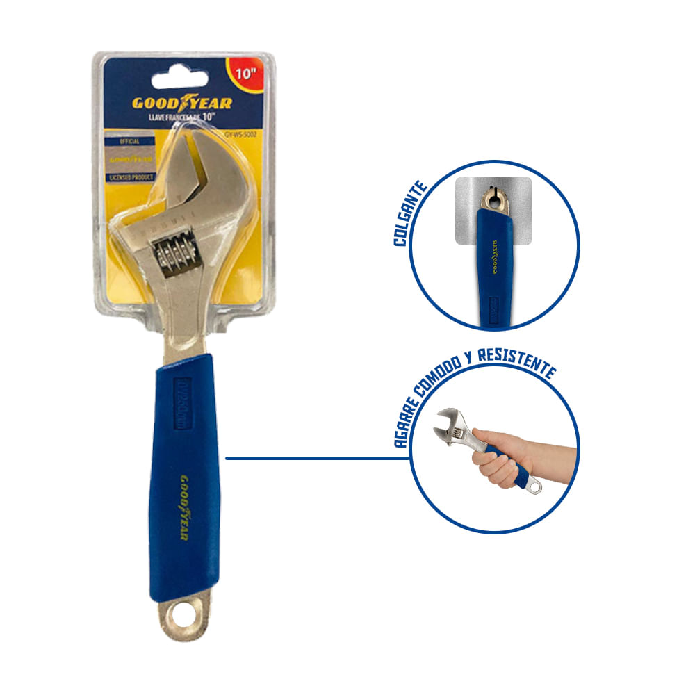 Llave Francesa Ajustable Goodyear GY-WS-5002 de 10 pulgadas