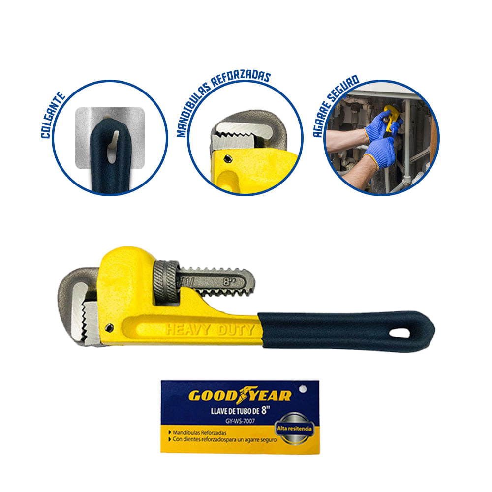Llave de tubo Stilson Goodyear GY-WS-7007 8""