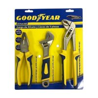 Pack 3x2 Set Alicates y Llaves Pico de Loro Goodyear GY-PLK-5004 3 piezas