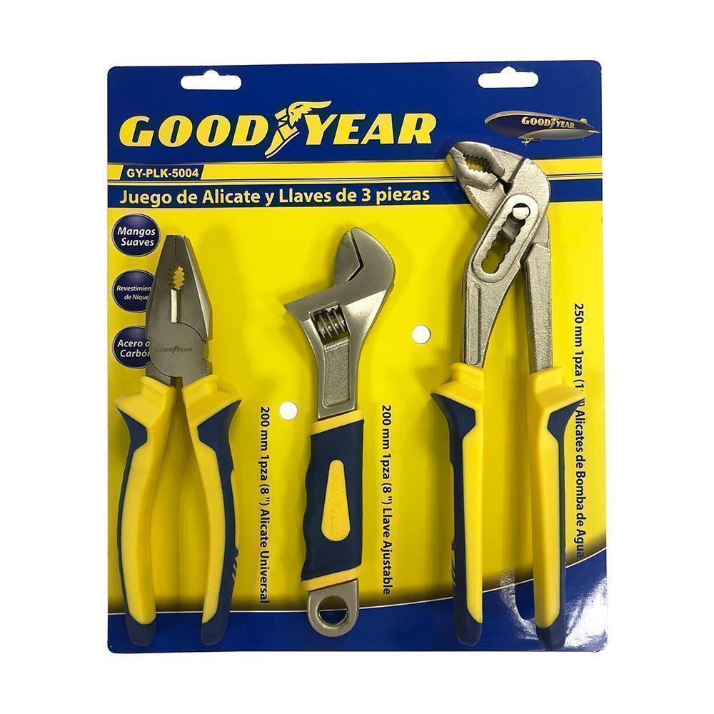 Pack 3x2 Set Alicates y Llaves Pico de Loro Goodyear GY-PLK-5004 3 piezas