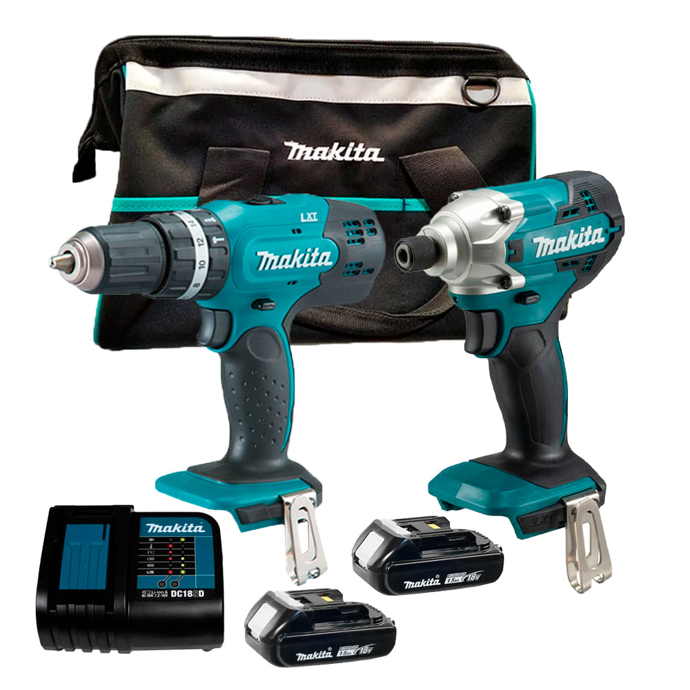 Taladro Makita DHP453 + Atornillador + 2 Bat 1.5AH + Cargador