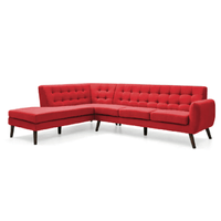 Seccional Velvet Izquierdo Rojo Alto Hogar