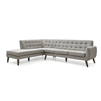 Seccional Velvet Izquierdo Gris Claro Alto Hogar