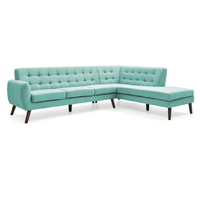Seccional Velvet Derecho Celeste Alto Hogar