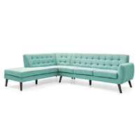 Seccional Velvet Izquierdo Celeste Alto Hogar