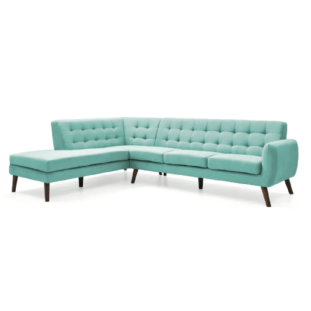 Seccional Velvet Izquierdo Celeste Alto Hogar