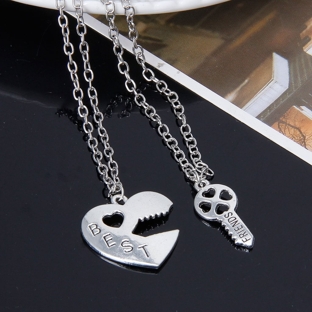 Set x 2 collares mejores amigos llave y corazón bff best friends