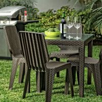 Combo tavarua mesa 75x75 con vidrio + 4 Sillas