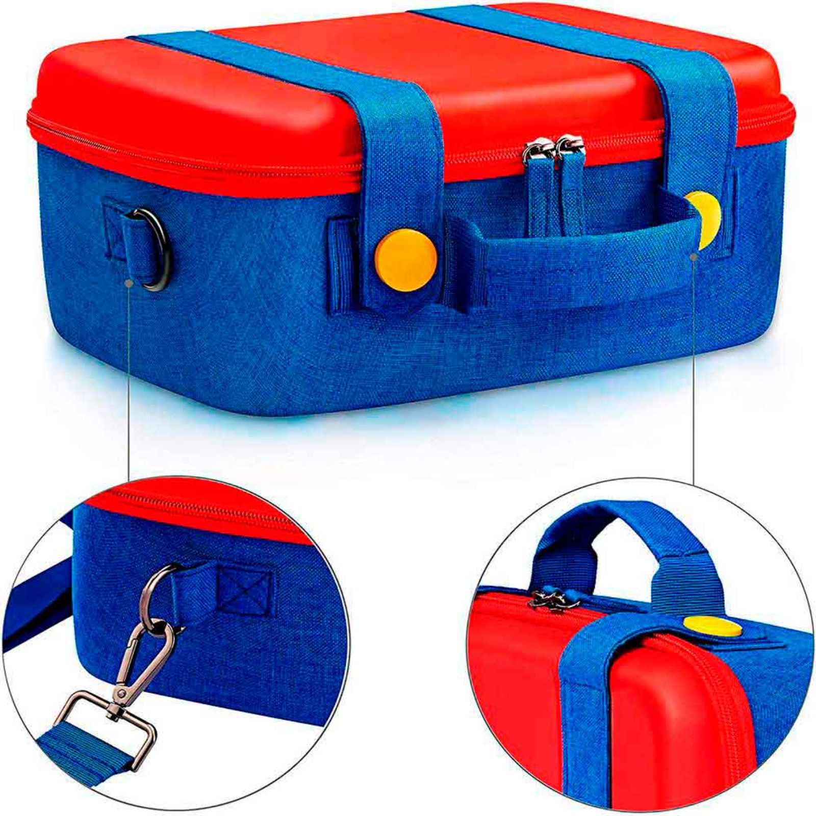 Maleta para Nintendo Switch y Oled Estuche Resistente Grande Rojo con Azul