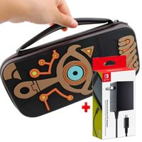 Pack Estuche para Nintendo Switch y Oled Zelda Marrón y Cargador Original