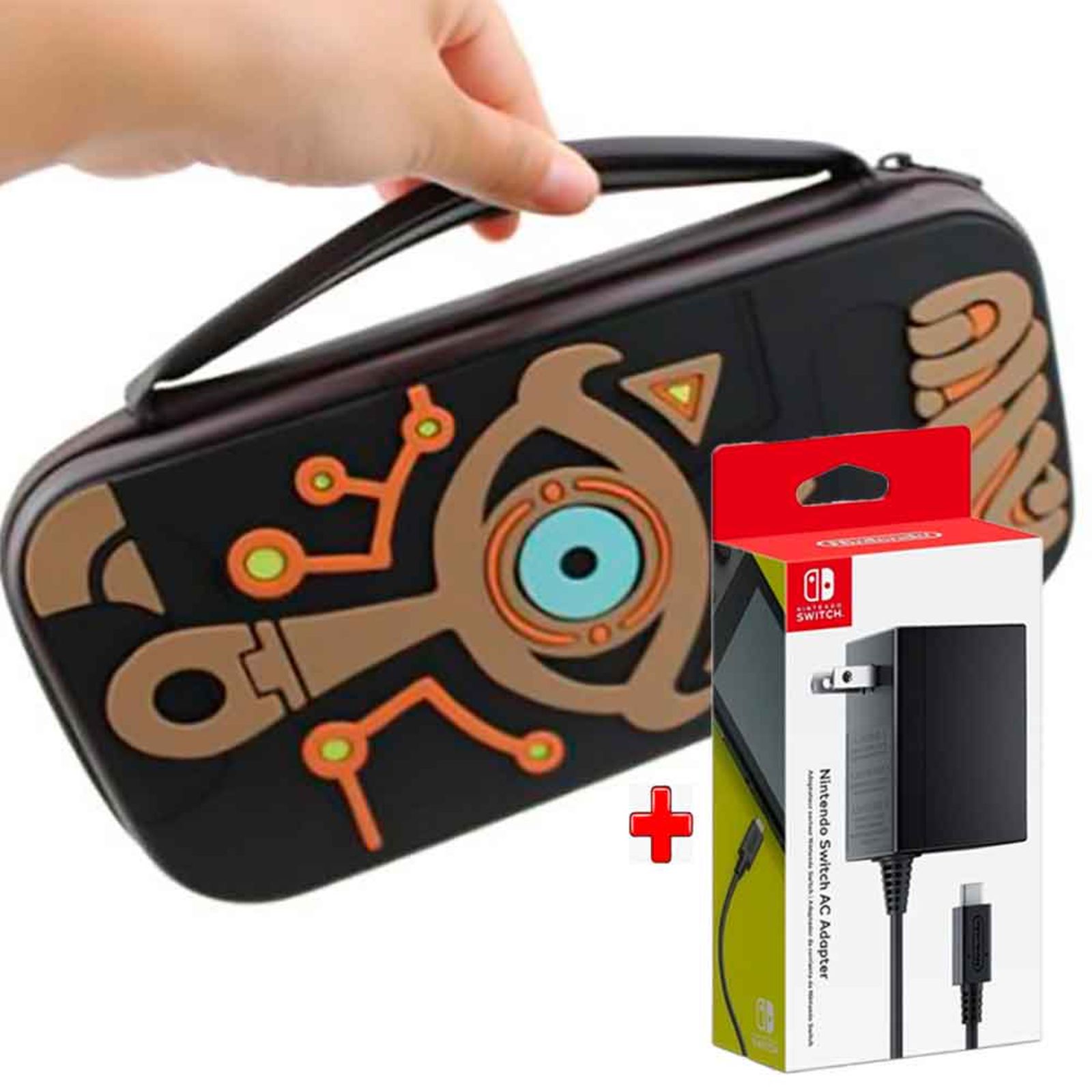 Pack Estuche para Nintendo Switch y Oled Zelda Marrón y Cargador Original