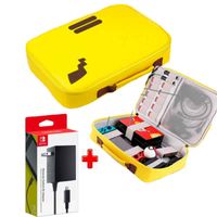 Pack Maleta para Nintendo Switch y Oled Pikachu Amarillo y Cargador Original