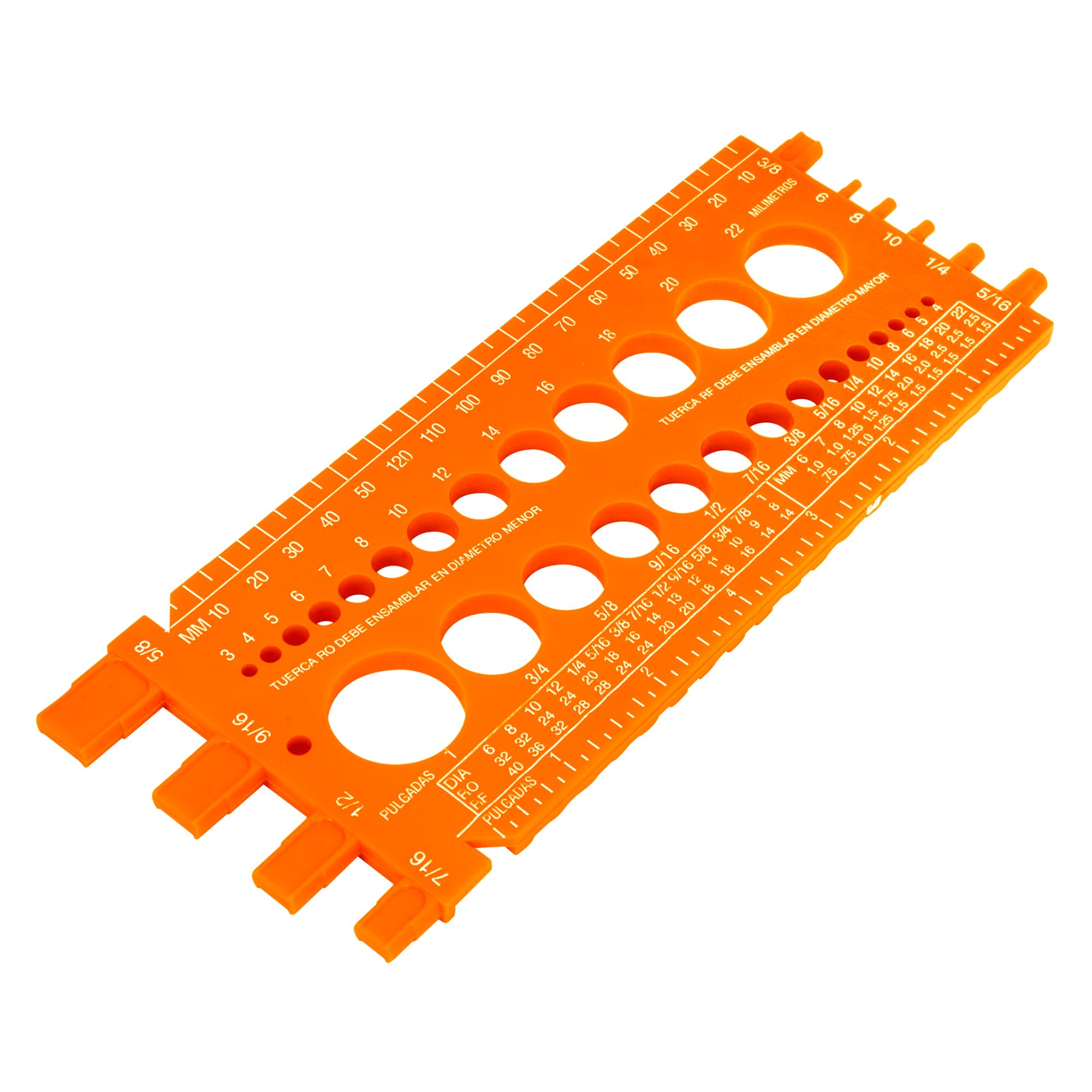 Regla medidora de tuercas y tornillos , 22 cm, Truper