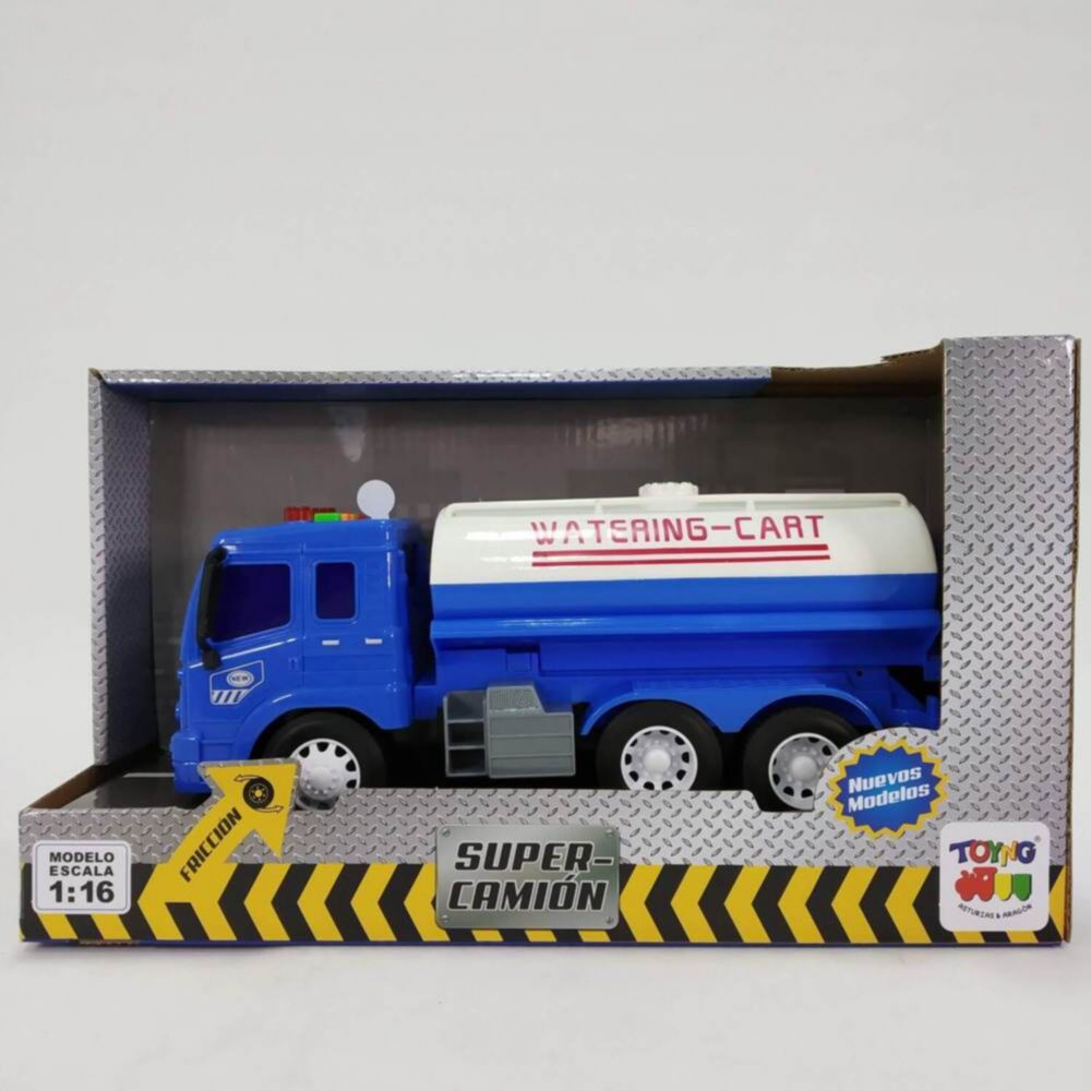 Camión Toyng A Escala 1:16 Fricción Con Luces Y Sonidos Tanque Agua