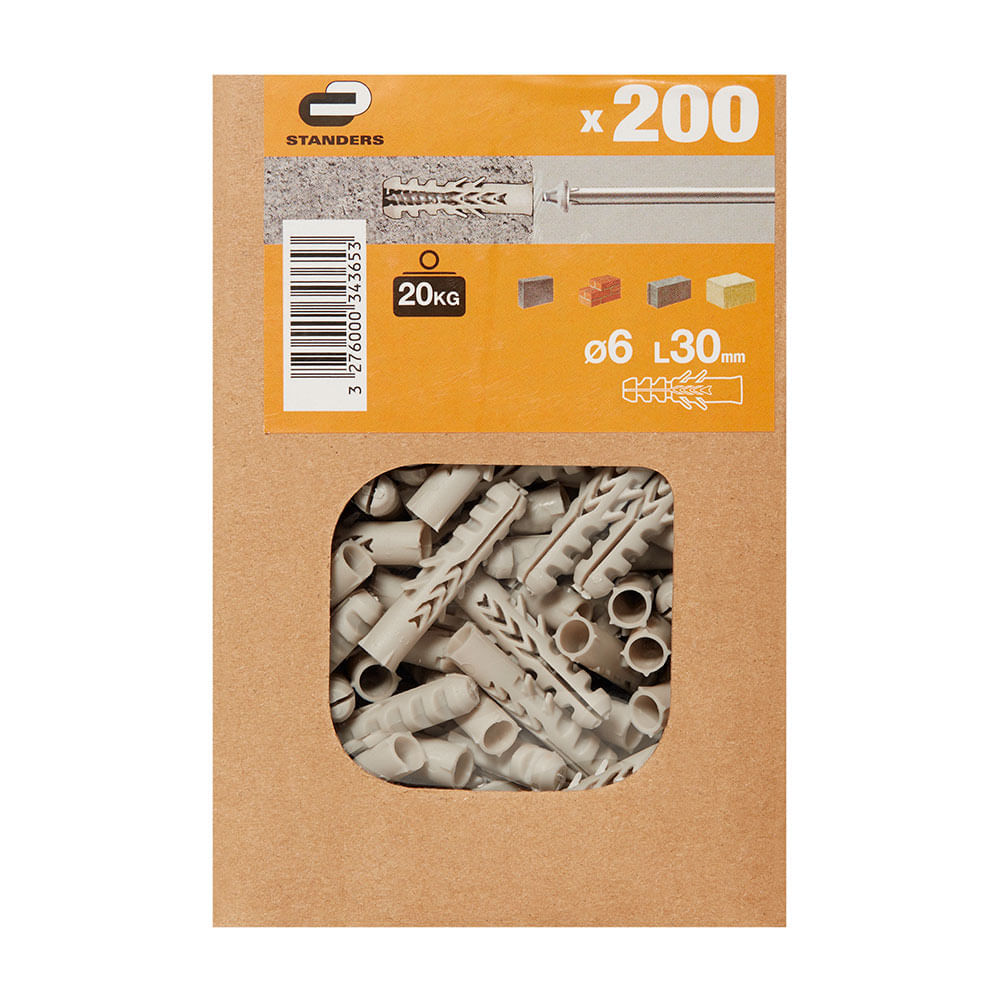Tarugo 6x30mm x 200 unidades