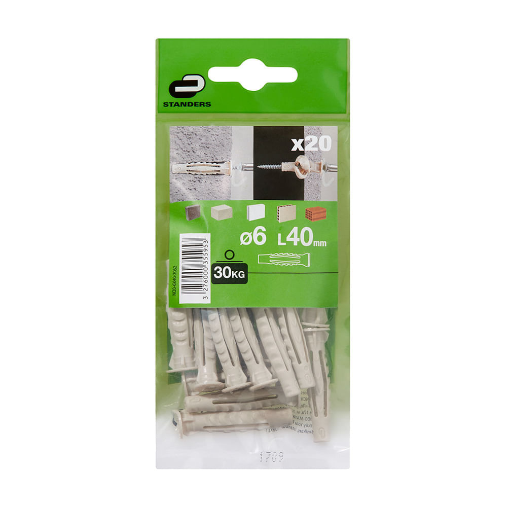 Tarugo 6x40mm x 20 unidades