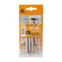 Tornillo + Tarugo 6x60mm x 10 unidades