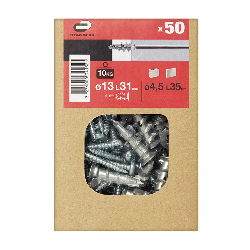 Tornillo + Tarugo 13x31mm x 50 unidades