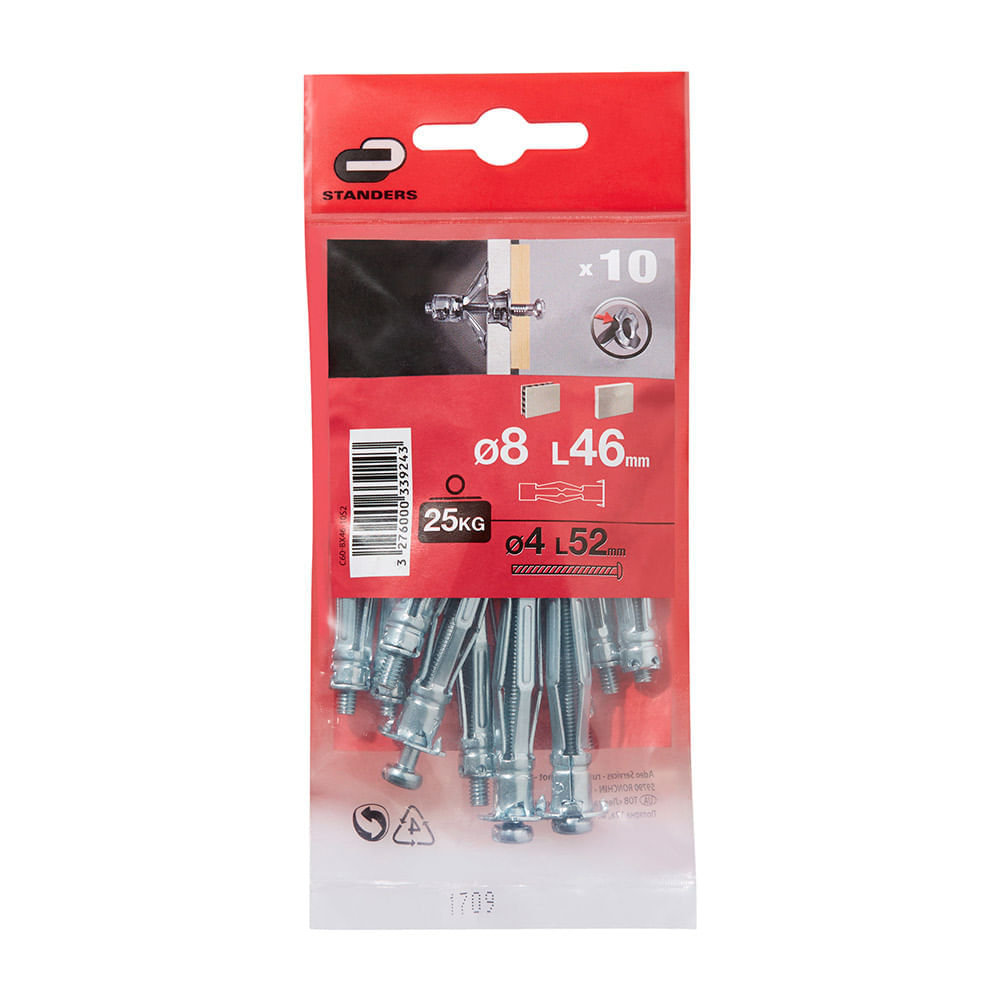 Tornillo + Tarugo 8x46mm x 10 unidades