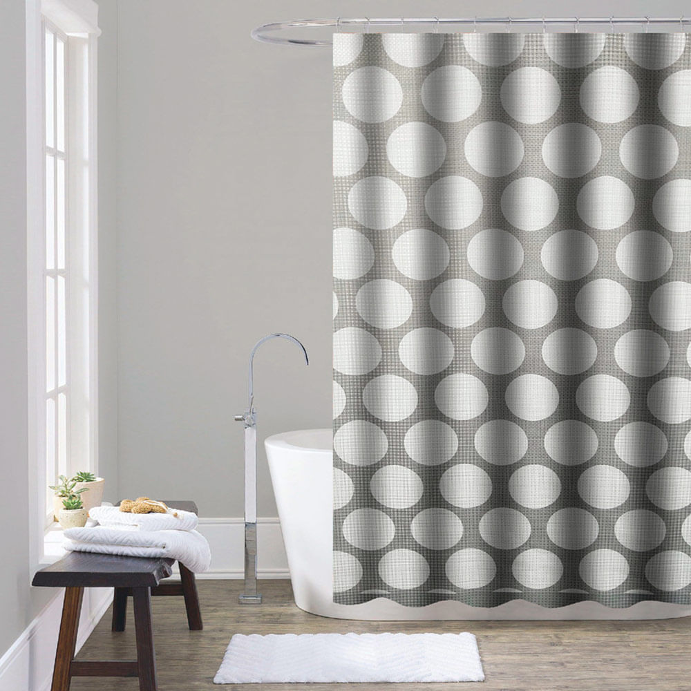 Cortina de Baño con Aros Naranja 180x180cm Poly Moon