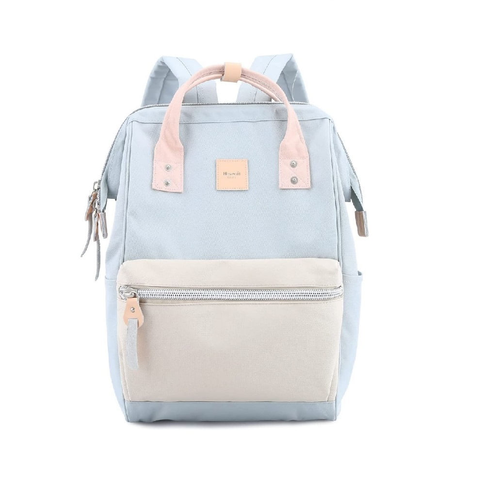 Mochila escolar o de viaje porta Laptop H1881-2 Celeste y Gris