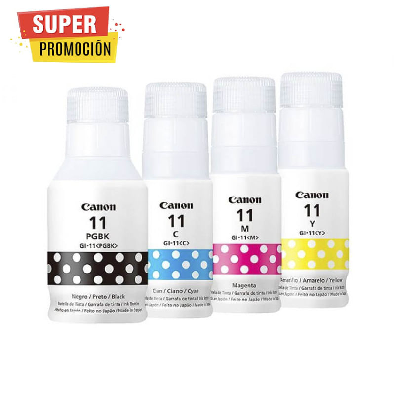 Kit de Botellas de Tinta Canon GI-11 KCMY G2160 G3160