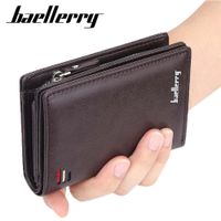 BILLETERA HOMBRE CUERO PU NEGRO BAELLERRY TARJETERO CON CIERRE MONEDERO CAFÉ