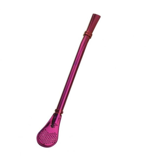 Bombilla magenta para mate argentino o cualquier infusión
