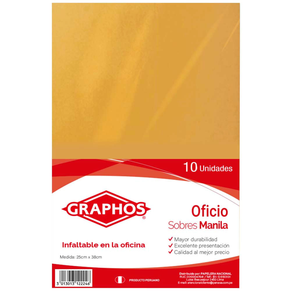 Sobre Manila GRAPHOS Oficio 75g Paquete 10un