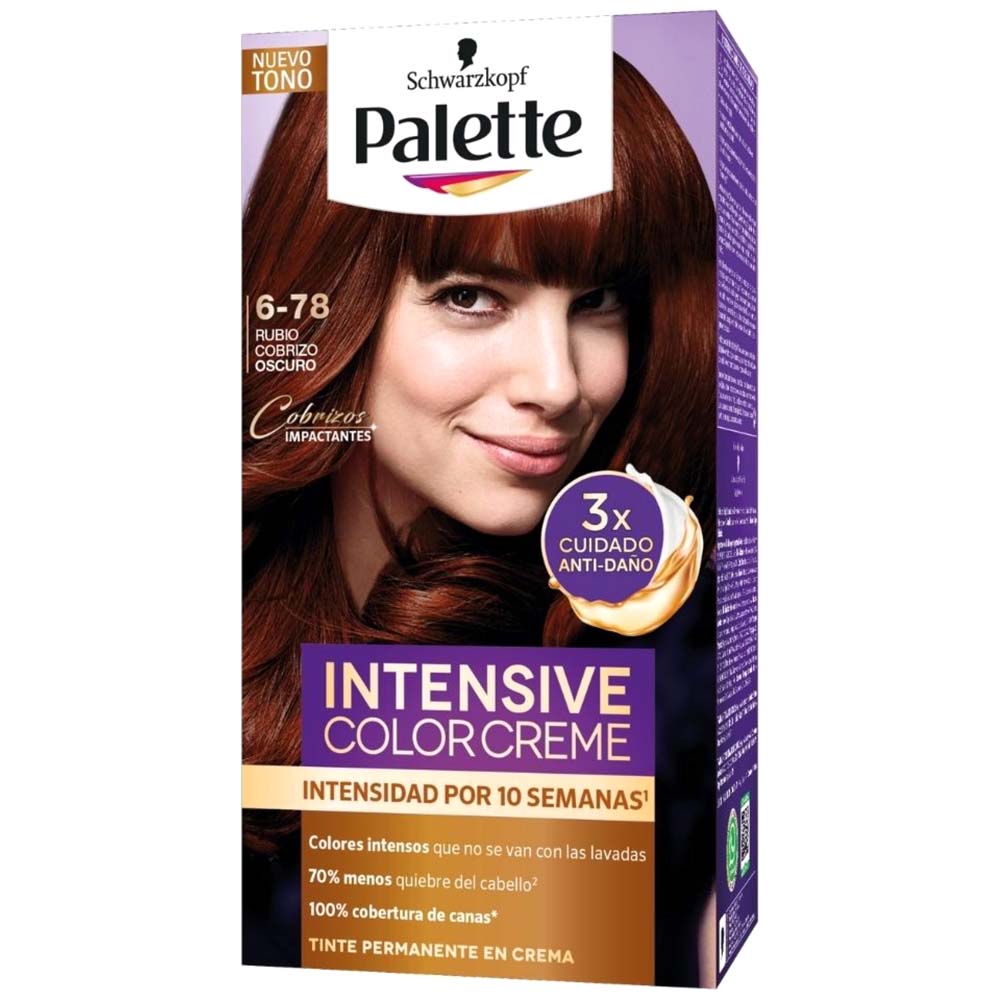 Tinte Permanente en Crema PALETTE Rubio Cobrizo Oscuro 6-78 Caja 1un