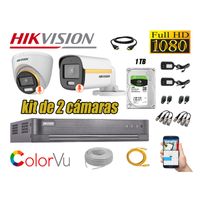 CÁMARAS SEGURIDAD KIT 2 HIKVISION 1080P| COLORVU VISION COLOR 1TB