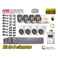 CÁMARAS SEGURIDAD HIKVISION KIT 8 1080P | COLORVU VISION COLOR 1TB