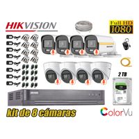 CÁMARAS SEGURIDAD HIKVISION KIT 8 FULL HD | COLORVU VISION COLOR 2TB
